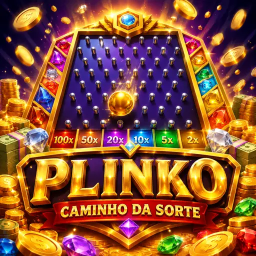 Bola descendo entre pinos em formato piramidal do Plinko