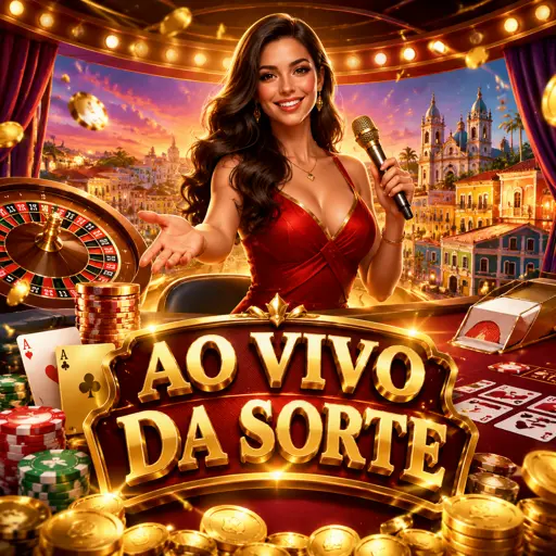 Crupiê apresentando uma mesa ao vivo em estúdio iluminado